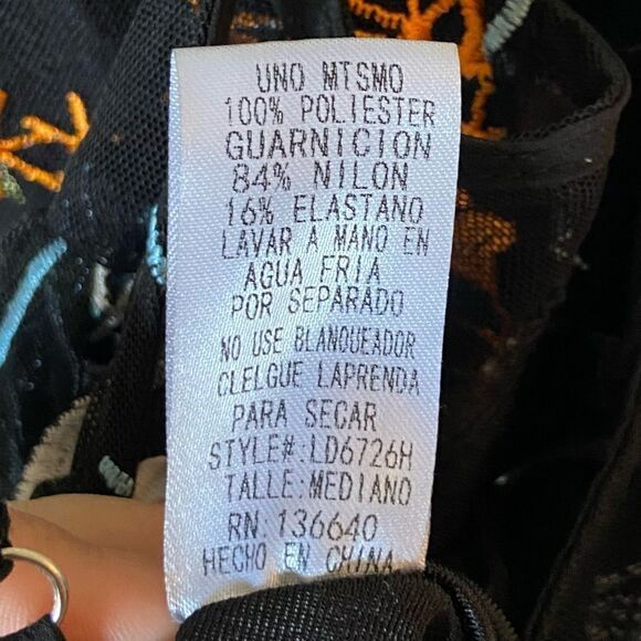 L'atiste Rare Galaxy Maxi Black Dress Sheer Embroidered Size S - Picture 10 of 11